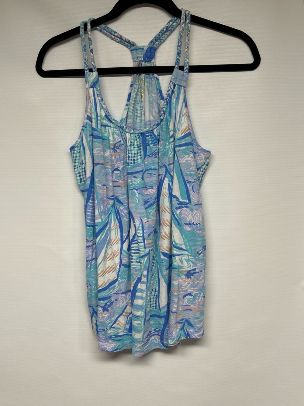 Lilly Pulitzer Blue & Aqua Sailprint Braided-Strap Tank